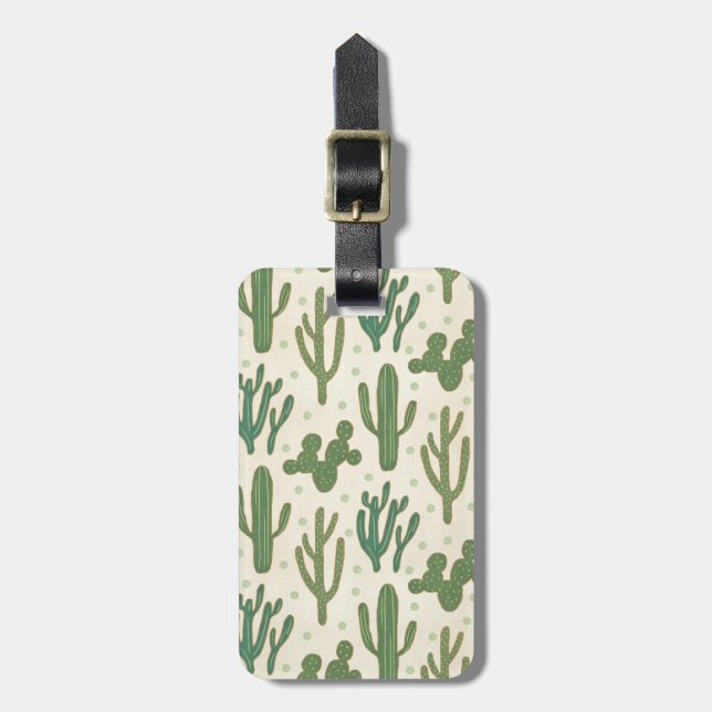 Étiquette À Bagage Motif de cactus de désert d'étape | de Geo de (Devant Vertical)