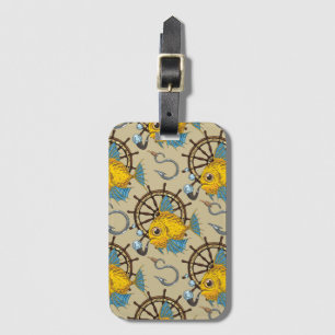 Étiquette À Bagage Motif de capitaine de la marine marchande poisson