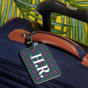 Étiquette À Bagage Motif de carrés tartan personnalisé