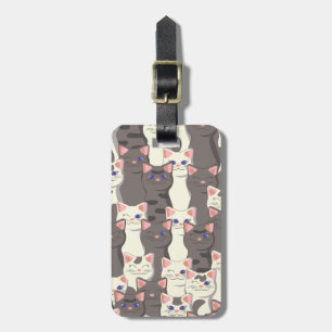 Étiquette À Bagage Motif de chats blancs et gris