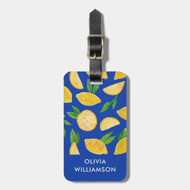 Étiquette À Bagage Motif de citron méditerranéen (Devant Vertical)