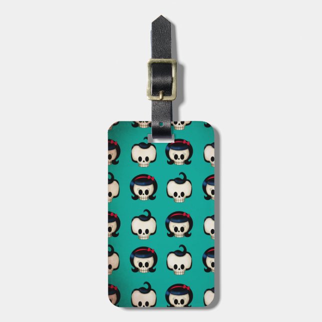Étiquette À Bagage Motif de crânes de rockabilly (Devant Vertical)