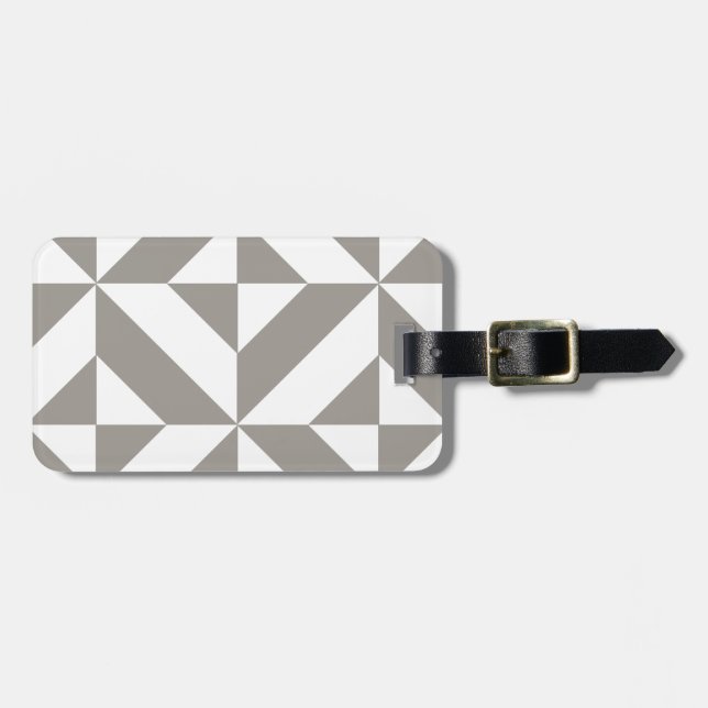 Étiquette À Bagage Motif de cube géométrique gris argenté (Devant horizontal)