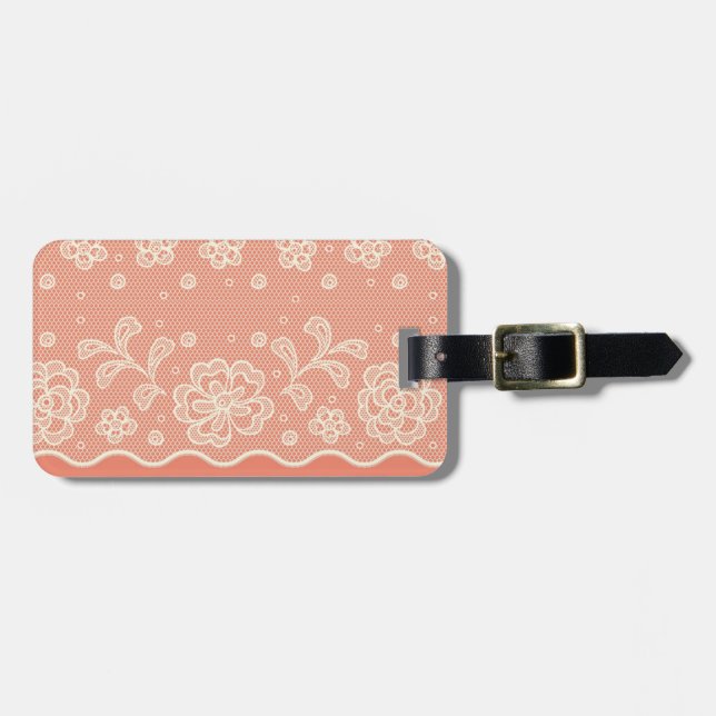 Étiquette À Bagage Motif de dentelle, cru 4 de fleur (Devant horizontal)
