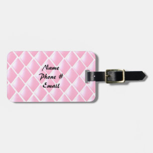 Étiquette À Bagage Motif de diamants carrelé rose
