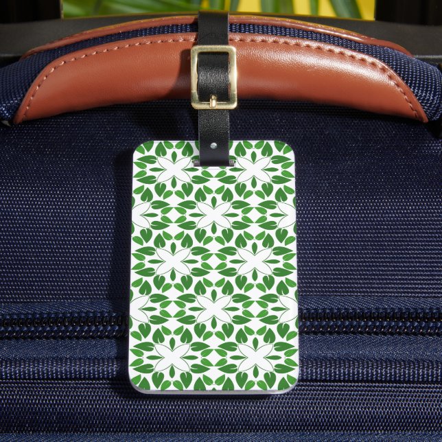 Étiquette À Bagage Motif de feuille, motif de feuilles, feuilles vert (Insitu Rectoal 2)