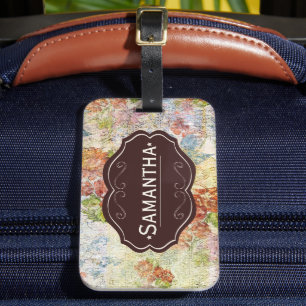 Étiquette À Bagage Motif de fleur en détresse personnalisé vintage