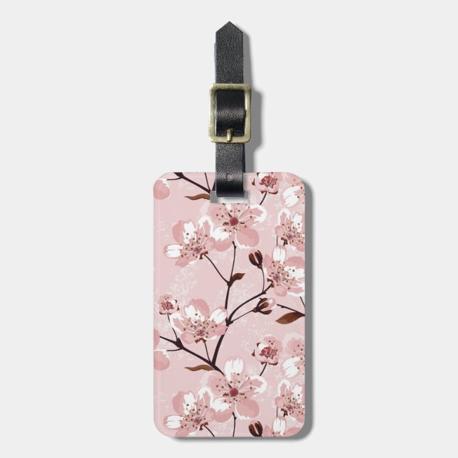 Étiquette À Bagage Motif de fleurs de fleurs de cerisier (Devant Vertical)