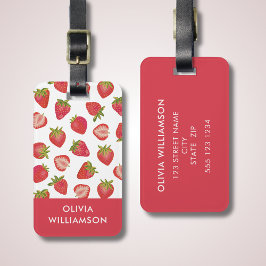 Étiquette À Bagage Motif de fraises personnalisé