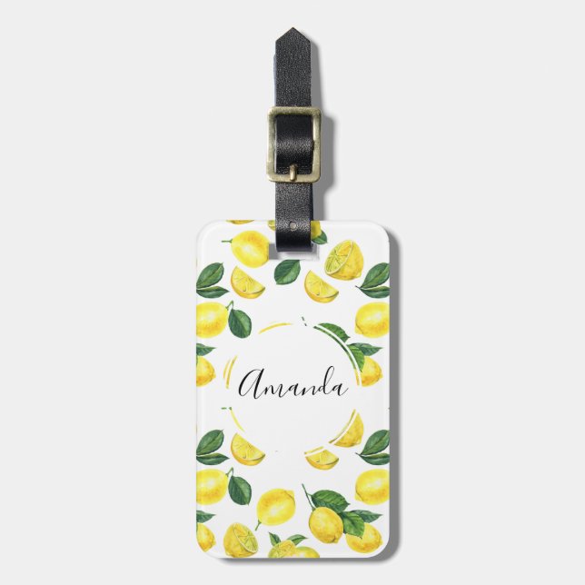 Étiquette À Bagage Motif de fruits aux citrons jaunes (Devant Vertical)