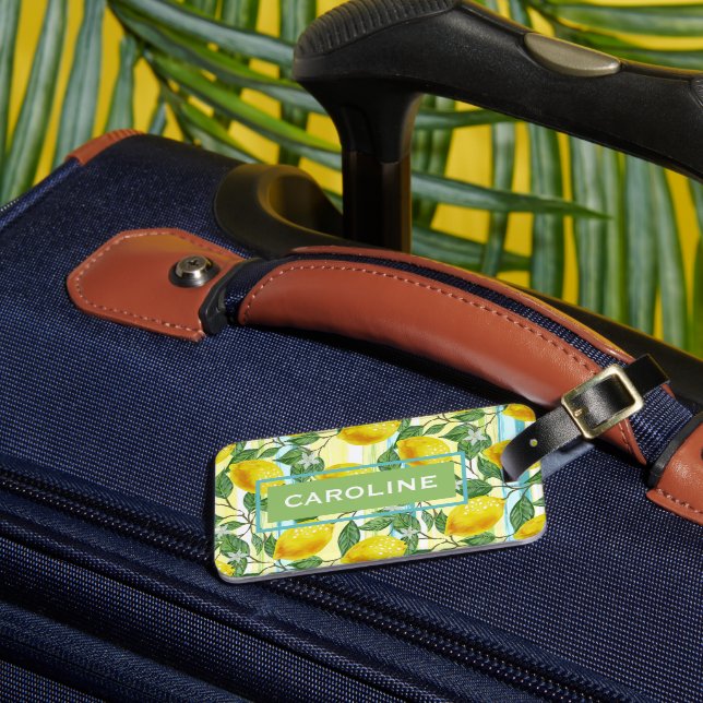 Étiquette À Bagage Motif de Fruits de citron méditerranéen personnali (Insitu Rectoal 3)
