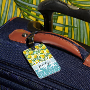 Étiquette À Bagage Motif de Fruits de citron méditerranéen personnali