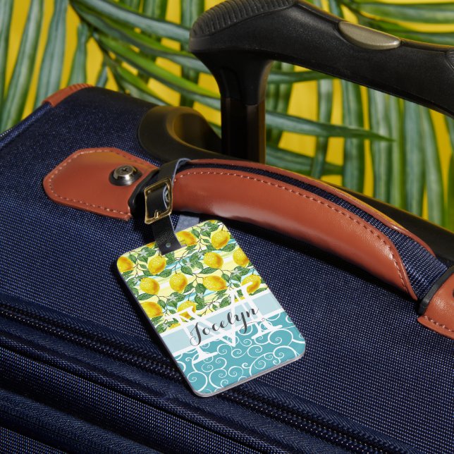 Étiquette À Bagage Motif de Fruits de citron méditerranéen personnali (Insitu Rectoal 1)