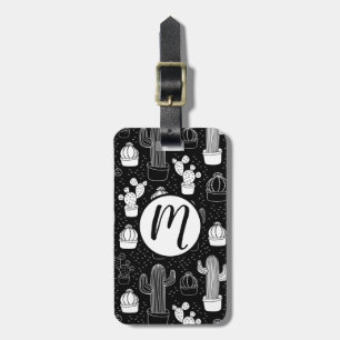 Étiquette À Bagage Motif de gribouillis noir et blanc