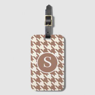 Étiquette À Bagage Motif de Houndstooth Mocha Mousse et blanc
