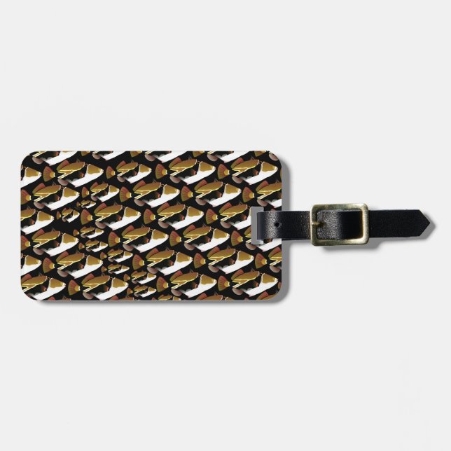 Étiquette À Bagage Motif de Humu dans le noir (Devant horizontal)