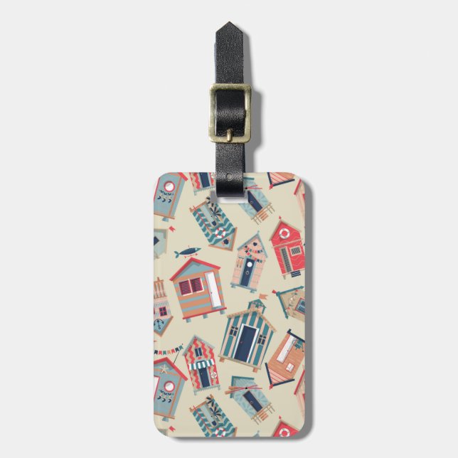 Étiquette À Bagage Motif de hutte de plage (Devant Vertical)