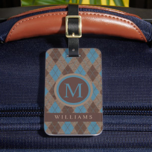 Étiquette À Bagage Motif de Jacquard gris Brown bleu clair personnali
