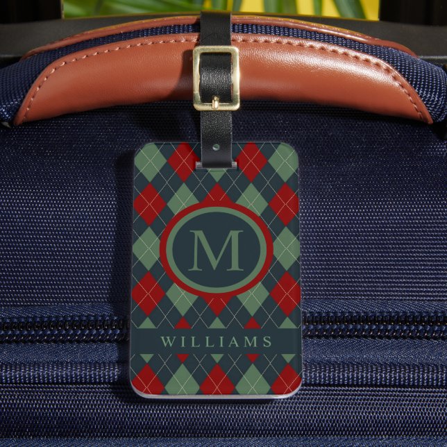 Étiquette À Bagage Motif de Jacquard rouge Turquoise foncé personnali (Insitu Rectoal 2)