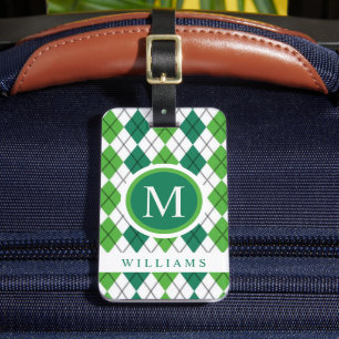 Étiquette À Bagage Motif de Jacquard vert de la forêt blanche personn