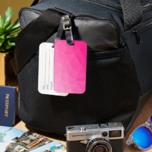 Étiquette À Bagage Motif de maillage géométrique rose chaud