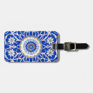 Étiquette À Bagage Motif de Mandala Floral Bleu