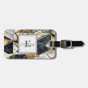 Étiquette À Bagage Motif de marbre géométrique Gold Black tendance