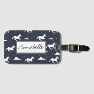 Étiquette À Bagage Motif de minuit de ciel de licorne