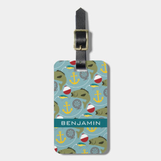 Étiquette À Bagage Motif de pêche avec nom personnalisé