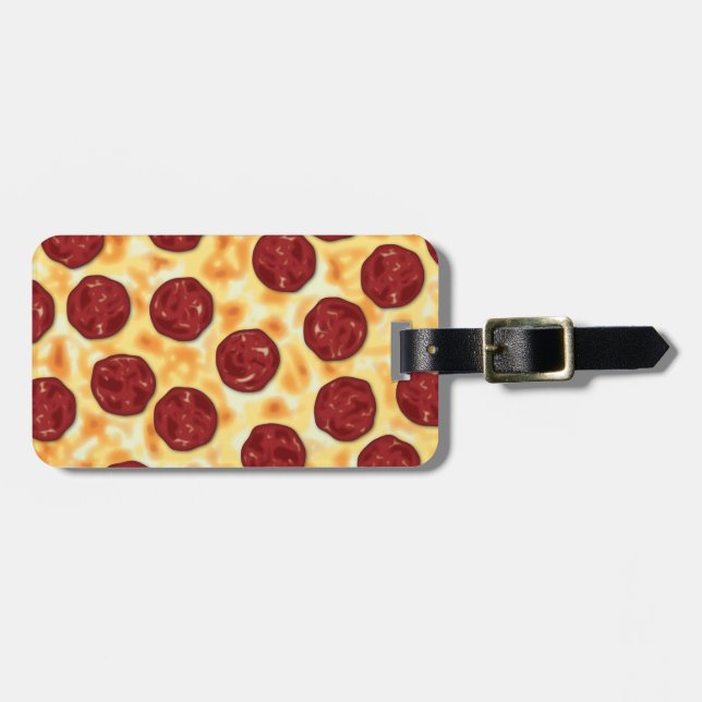 Étiquette À Bagage Motif de pizza de pepperoni (Devant horizontal)