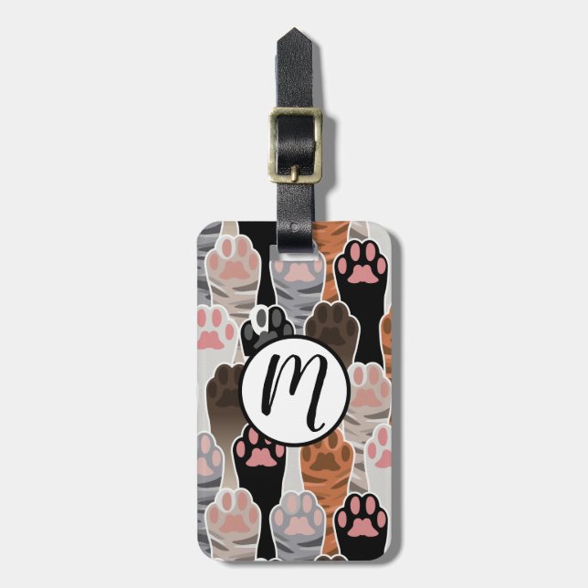 Étiquette À Bagage Motif de plusieurs pattes de chat (Devant Vertical)
