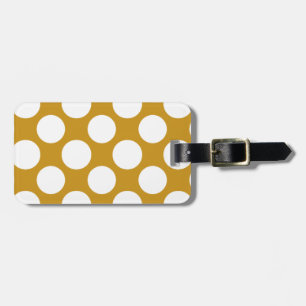 Étiquette À Bagage Motif de pois blanc d'or moderne