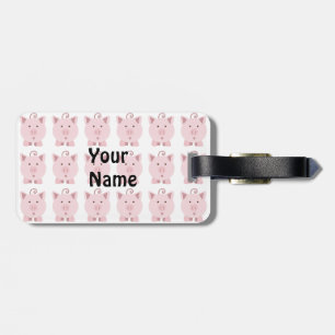 Étiquette À Bagage Motif de porc rose ronde
