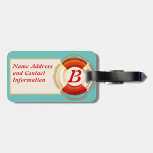 Étiquette À Bagage Motif de préservatif de vie rétro initial nautique