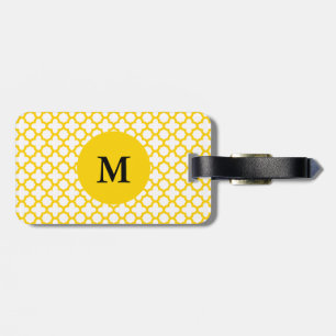 Étiquette À Bagage Motif de Quatrefoil jaune Monogramme