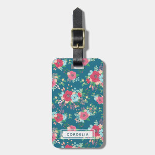 Étiquette À Bagage Motif de rose de rose - adresse nommée faite sur