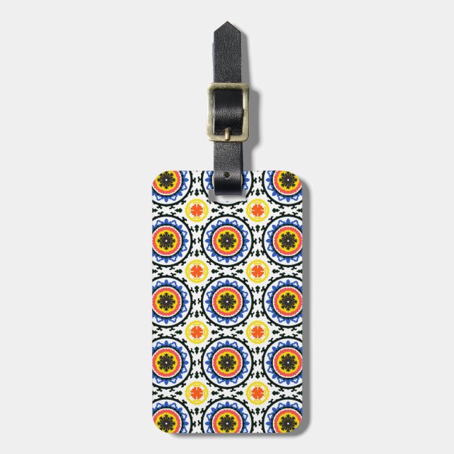 Étiquette À Bagage Motif de Suzani (Devant Vertical)