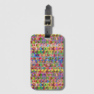 Étiquette À Bagage motif de symboles de paix multicolores