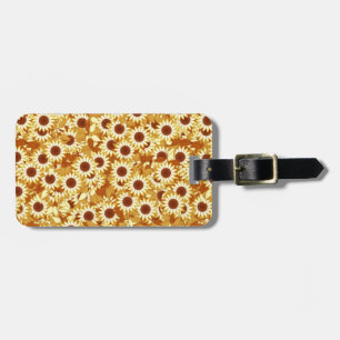 Étiquette À Bagage Motif de tournesol, or, jaune et marron
