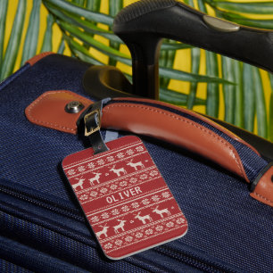 Étiquette À Bagage Motif de tricot de renne nordique personnalisé 