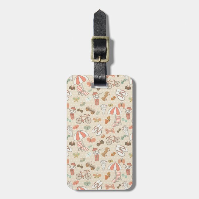 Étiquette À Bagage Motif de vacances d'été (Devant Vertical)