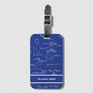 Étiquette À Bagage Motif d'équations mathématiques bleues mignon pour
