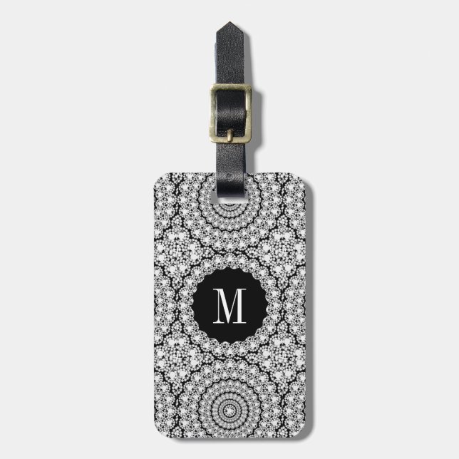 Étiquette À Bagage Motif des cercles de diamants blancs éclatants (Devant Vertical)