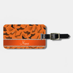 Étiquette À Bagage Motif des chaussures des femmes oranges nommées
