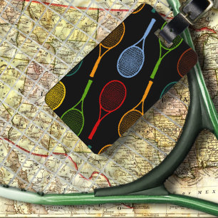 Étiquette À Bagage motif des raquettes de tennis colorées