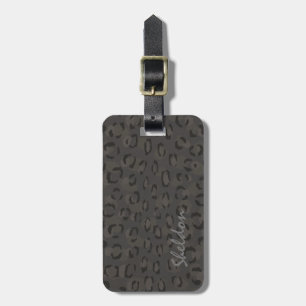 Étiquette À Bagage Motif d'impression moderne chic gris foncé
