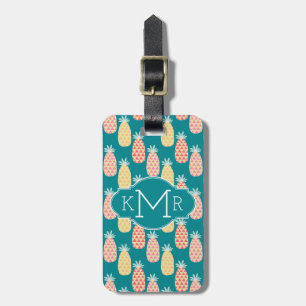 Étiquette À Bagage Motif Doodle d'ananas  Monogramme