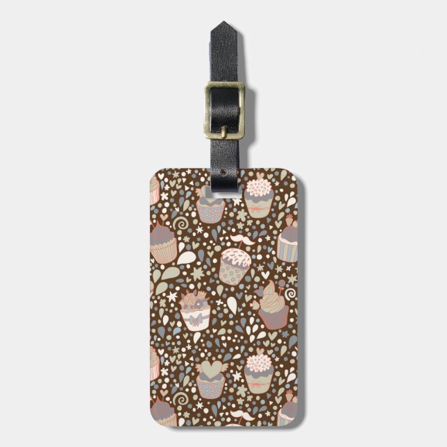 Étiquette À Bagage Motif doux fait de petits gâteaux savoureux (Devant Vertical)