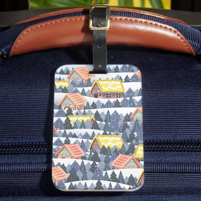 Étiquette À Bagage Motif du village de Noël enneigé (Insitu Rectoal 2)