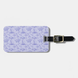 Étiquette À Bagage Motif d'une ligne d'animal marin et voilier